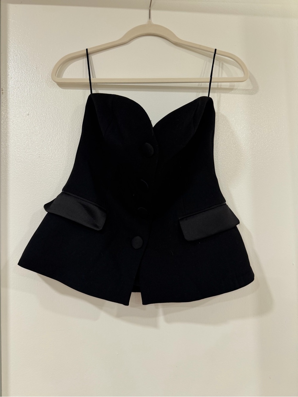 Zara Black Strapless Peplum Camisole with Button Detail